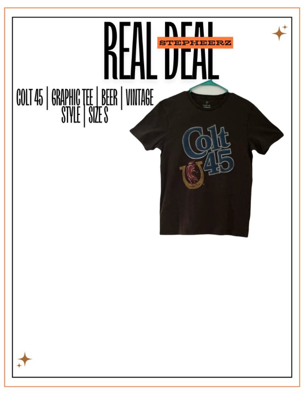 Colt 45 | Graphic Tee | Beer | Vintage Style | Dark Brown | Size S